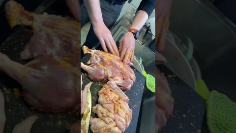 Preparing the duck.