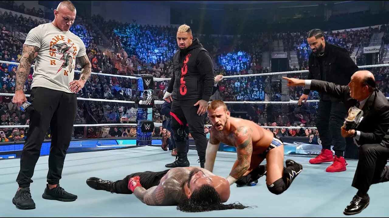 CM Punk interrumpts Roman Reigns The Viper Randy Orton and CM Punk vs Bloodline on Dec 2023