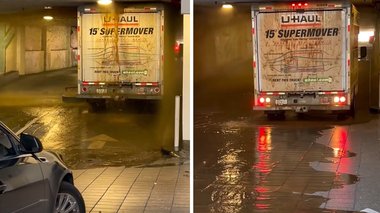 U-Haul truck breaks pipe in Miami garage