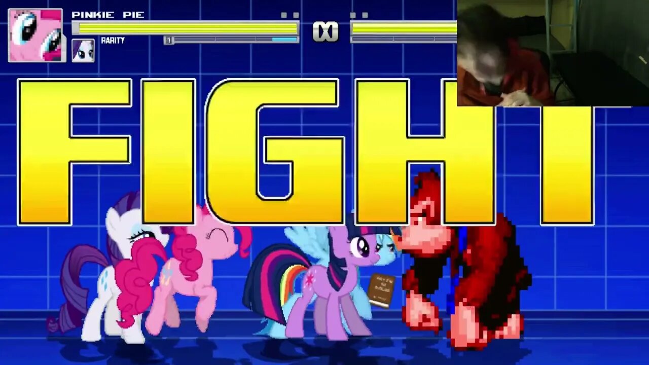 My Little Pony Characters (Twilight Sparkle, Rainbow Dash, And Rarity) VS Donkey Kong In A Battle