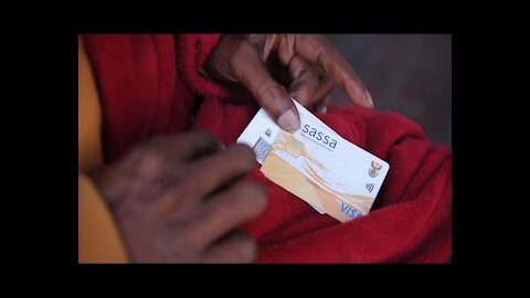 South Africa - Cape Town -Pensioners wait for their payment (5KU)