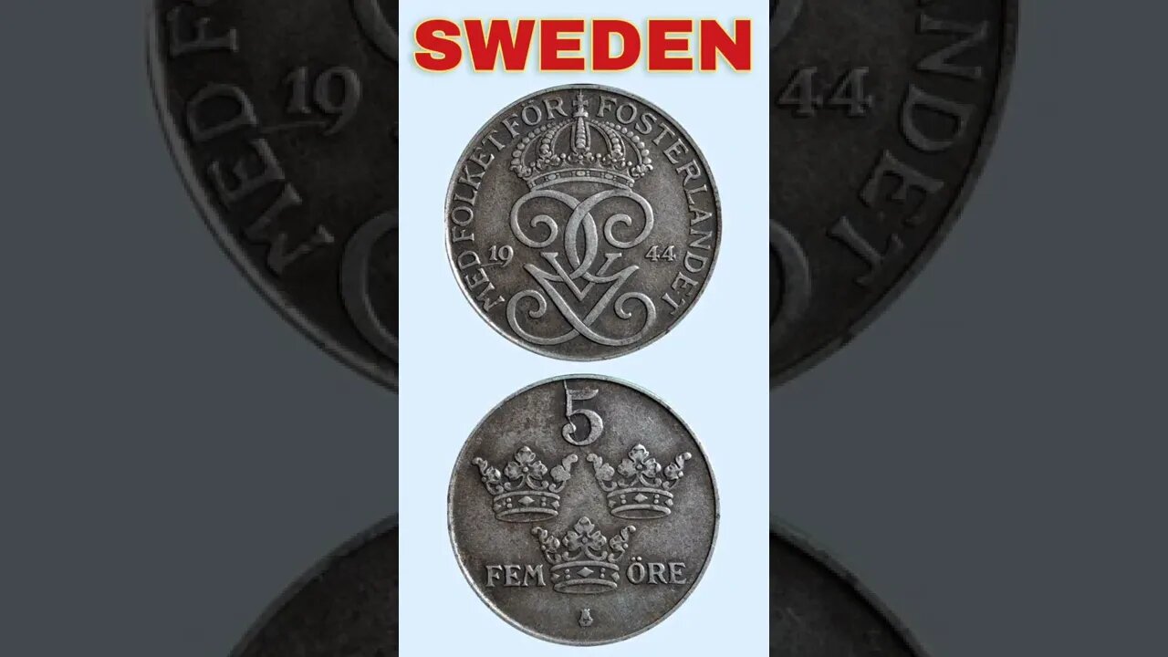 Sweden 5 ore 1944.#shorts #coinnotesz
