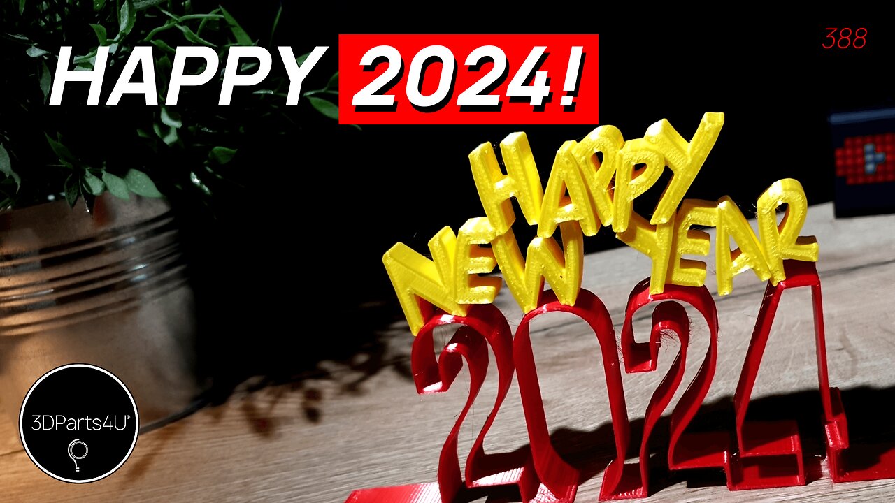 🎆 Happy 2024 - New Year 3D Print - Happy New Year Wishes 3D - New Years Eve STL