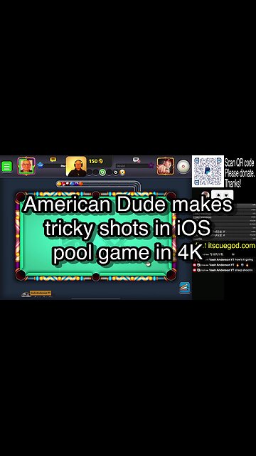 American Dude makes tricky shots in iOS pool game in 4K 🎱🎱🎱 8 Ball Pool 🎱🎱🎱