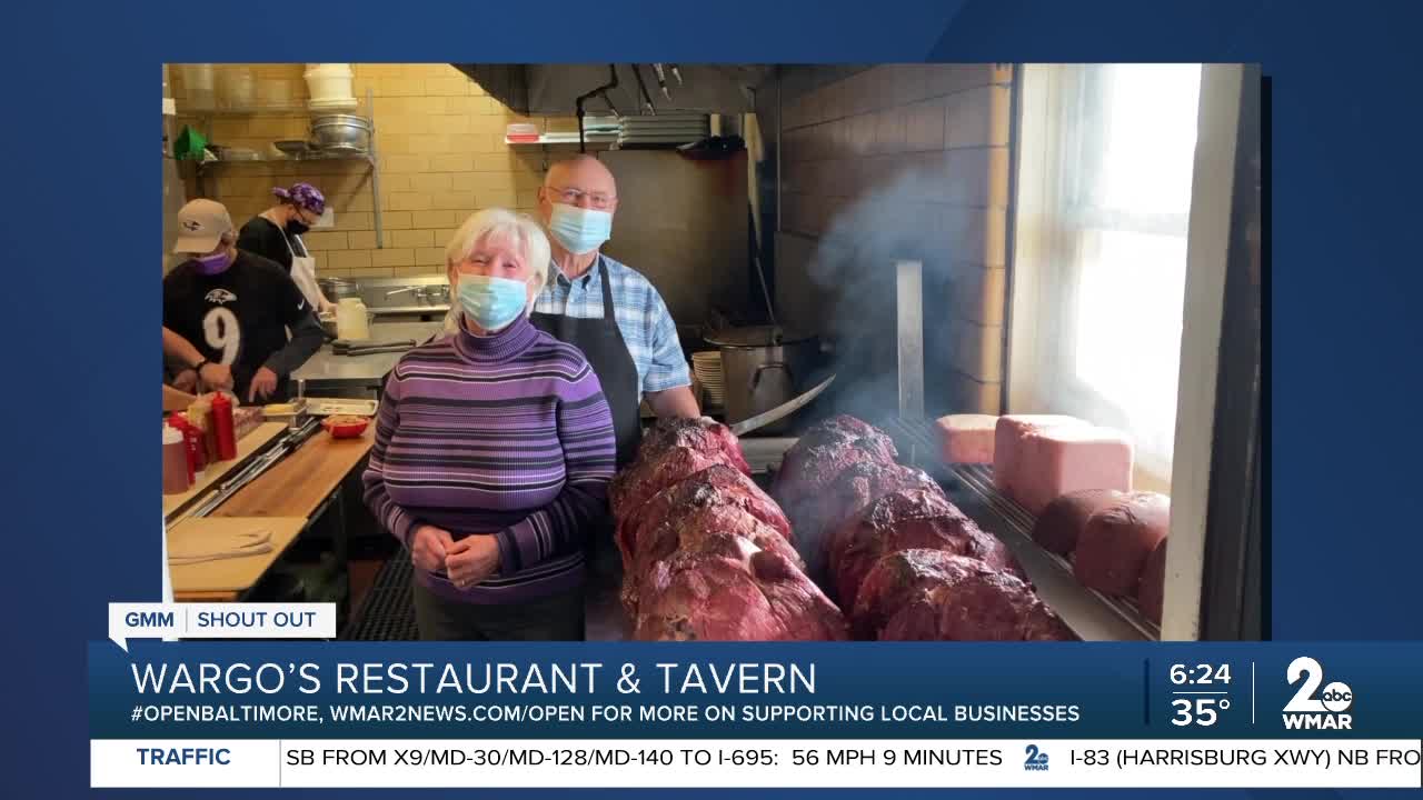 Wargo's Restaurant and Tavern in Forest Hill says "We're Open Baltimore!"