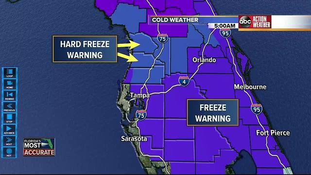 Freeze Warnings issued for Tampa Bay area