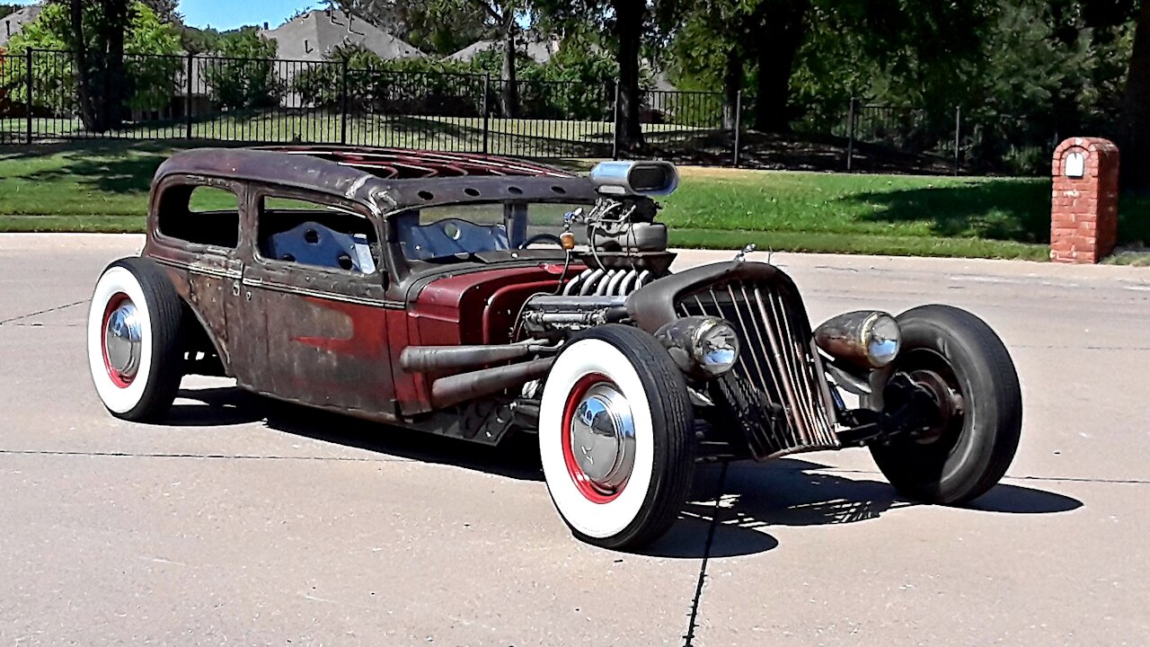 1934 Rat Rod Oldsmobile Jaguar 6.0L V12 Old School Chopped Channeled Custom Garage Build Top Gear