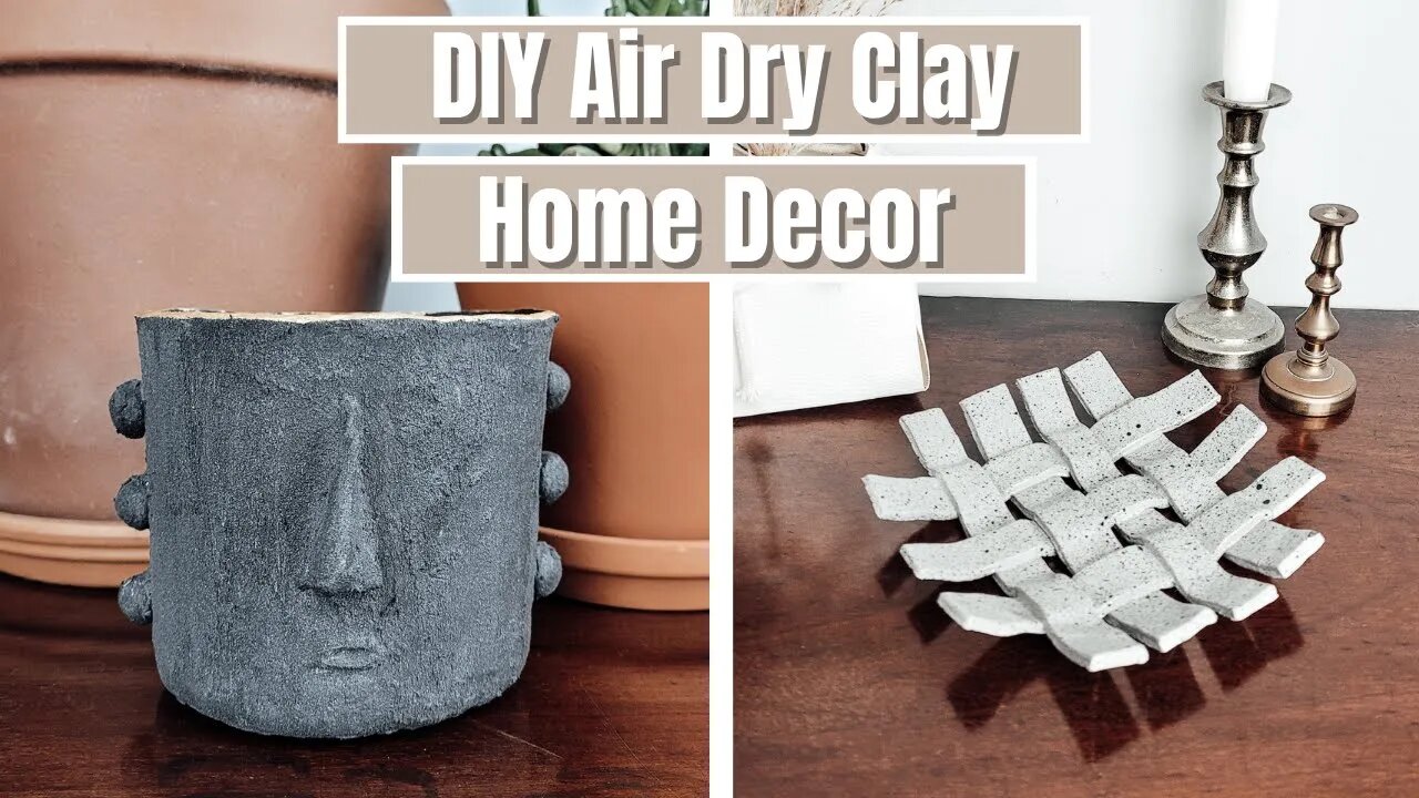 DIY Home Decor Air Dry Clay Projects | Easy To Make And Budget Friendly | Woven Tray & Aesthetic Pot