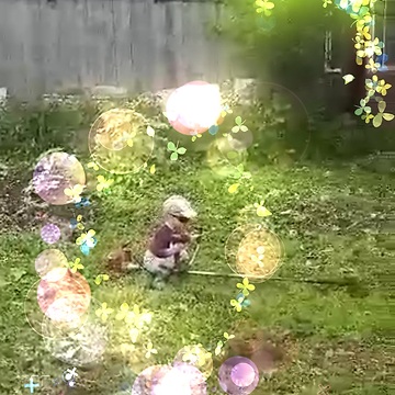 The child to learn to use the lawn-mower and...