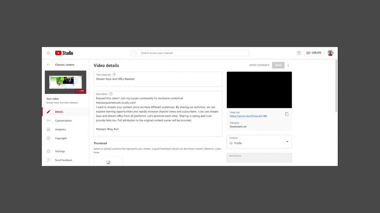 Stream Keys And URL's Needed