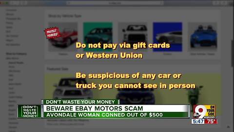 Beware eBay Motors scam