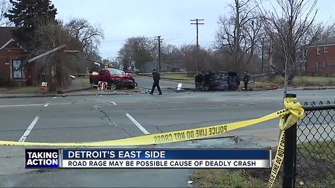 Woman killed, man in custody in deadly crash on Detroit's east side