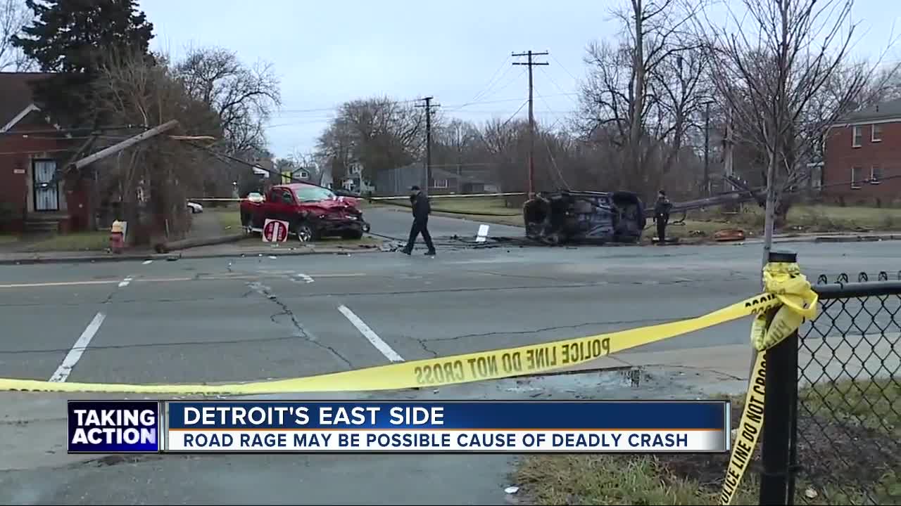 Woman killed, man in custody in deadly crash on Detroit's east side