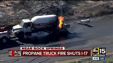 Propane tanker closes down SB I-17 at Table Mesa Road