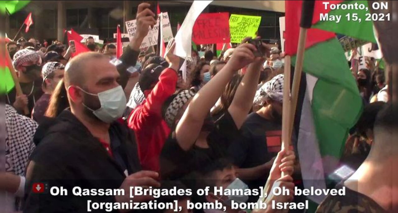 Toronto protesters call on Hamas to bomb Israel