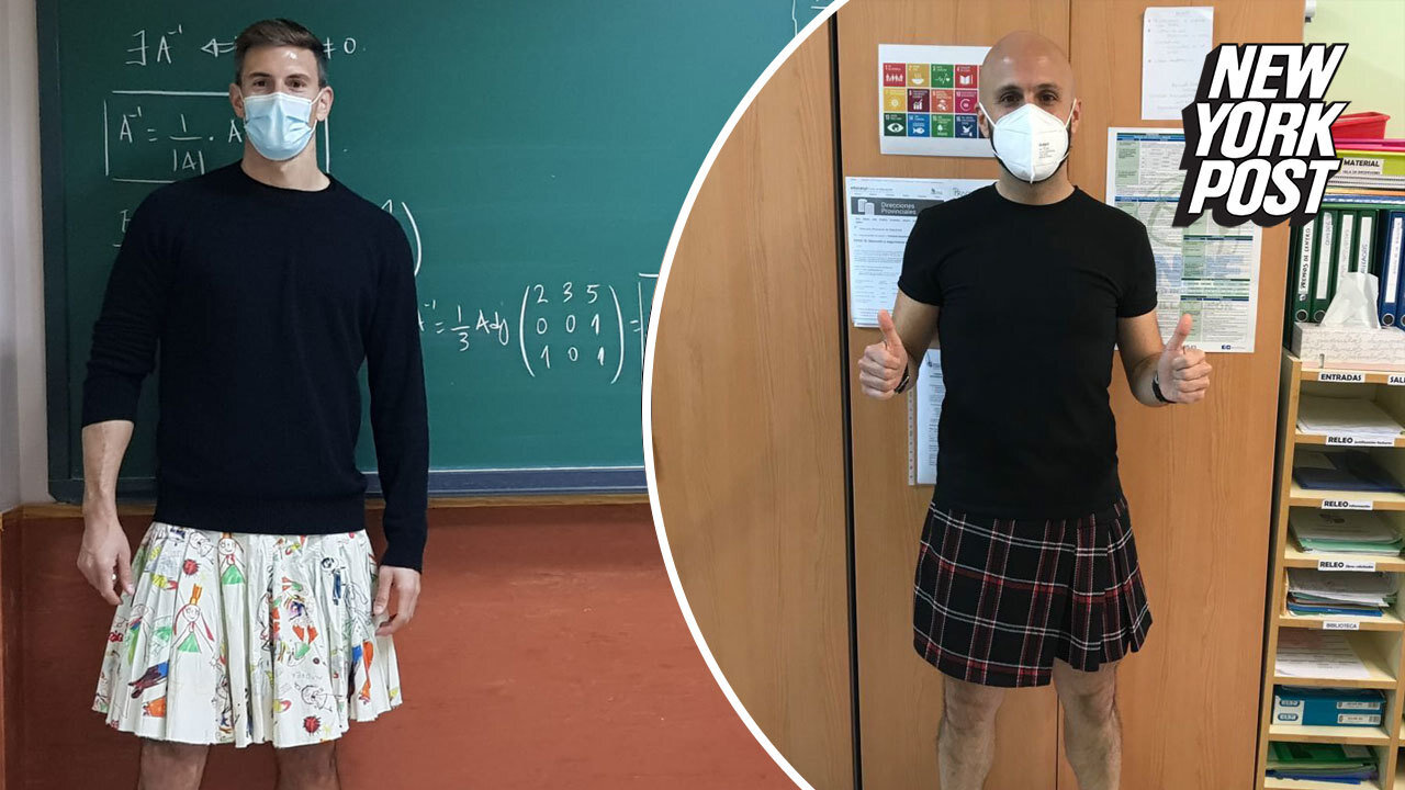 Male teachers wear skirts to school in support of expelled student