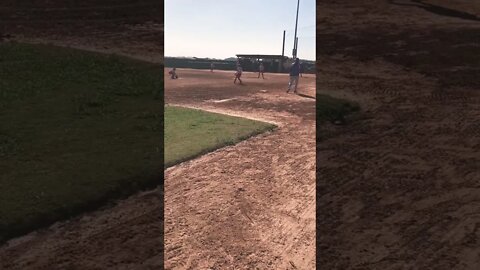 Watch the stretch by 8-year-old to get the OUT!!!