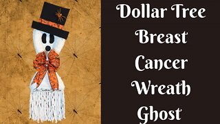 Dollar Tree Breast Cancer Wreath Frame Ghost | Ghost Wreath | Easy Halloween Wreath | Spooky Decor