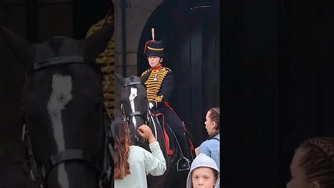 She puts her finger in the horses mouth #horseguardsparade