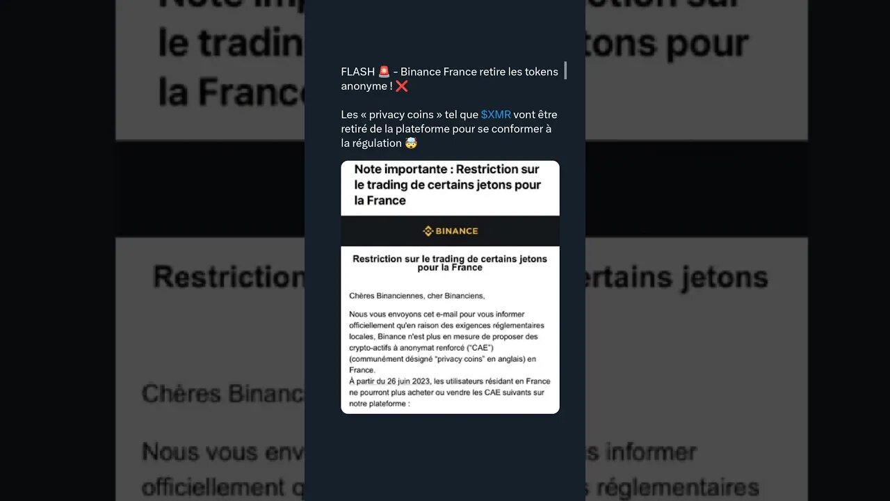 FLASH 🚨 - Binance France retire les tokens anonyme ! ❌🤯