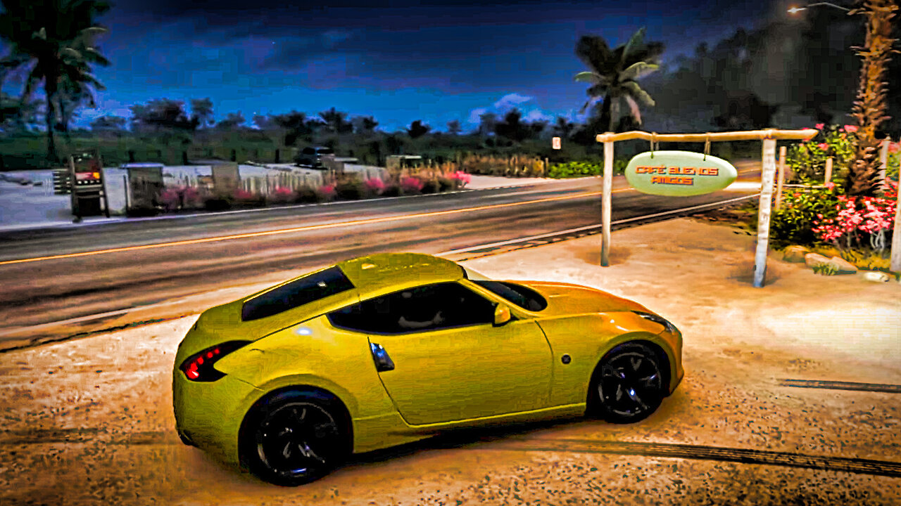 2010 Nissan 370Z. A fishy situation. Enjoying a roadside drink refill and being told to get lost.