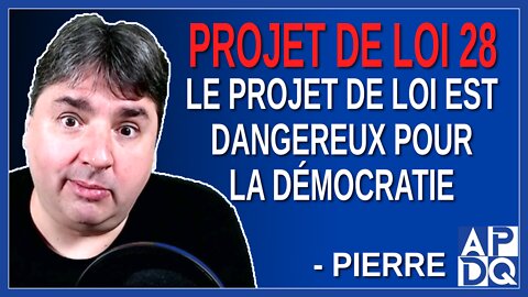 Vous avez dit que le projet de loi 28 était dangereux pour la démocratie ?