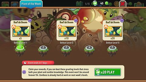 Plants vs Zombies 2 - Plant of the Week - Bud'ah Boom - November 2024