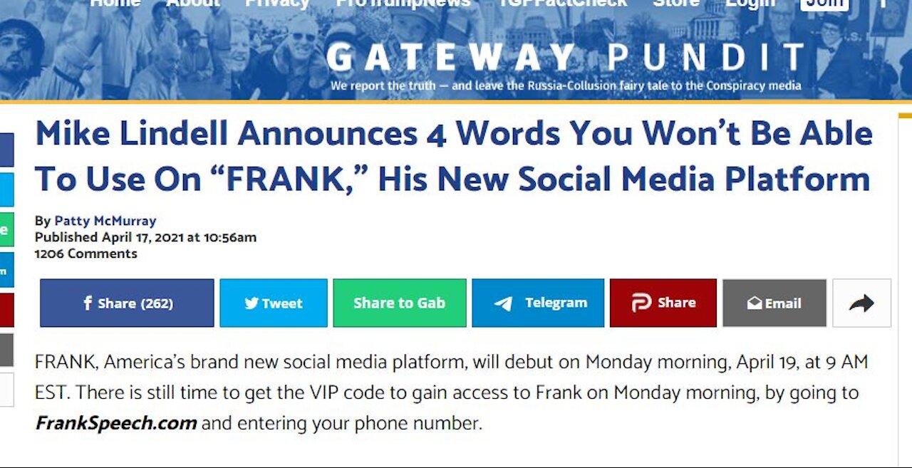 Mike Lindell's "FRANK" Social Media Platform And The 4 Words You Can't Use On It