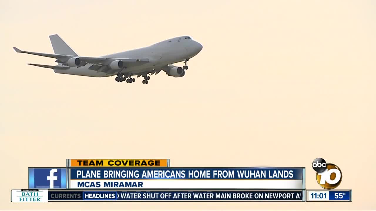 Plane evacuating Americans from Wuhan lands in Miramar