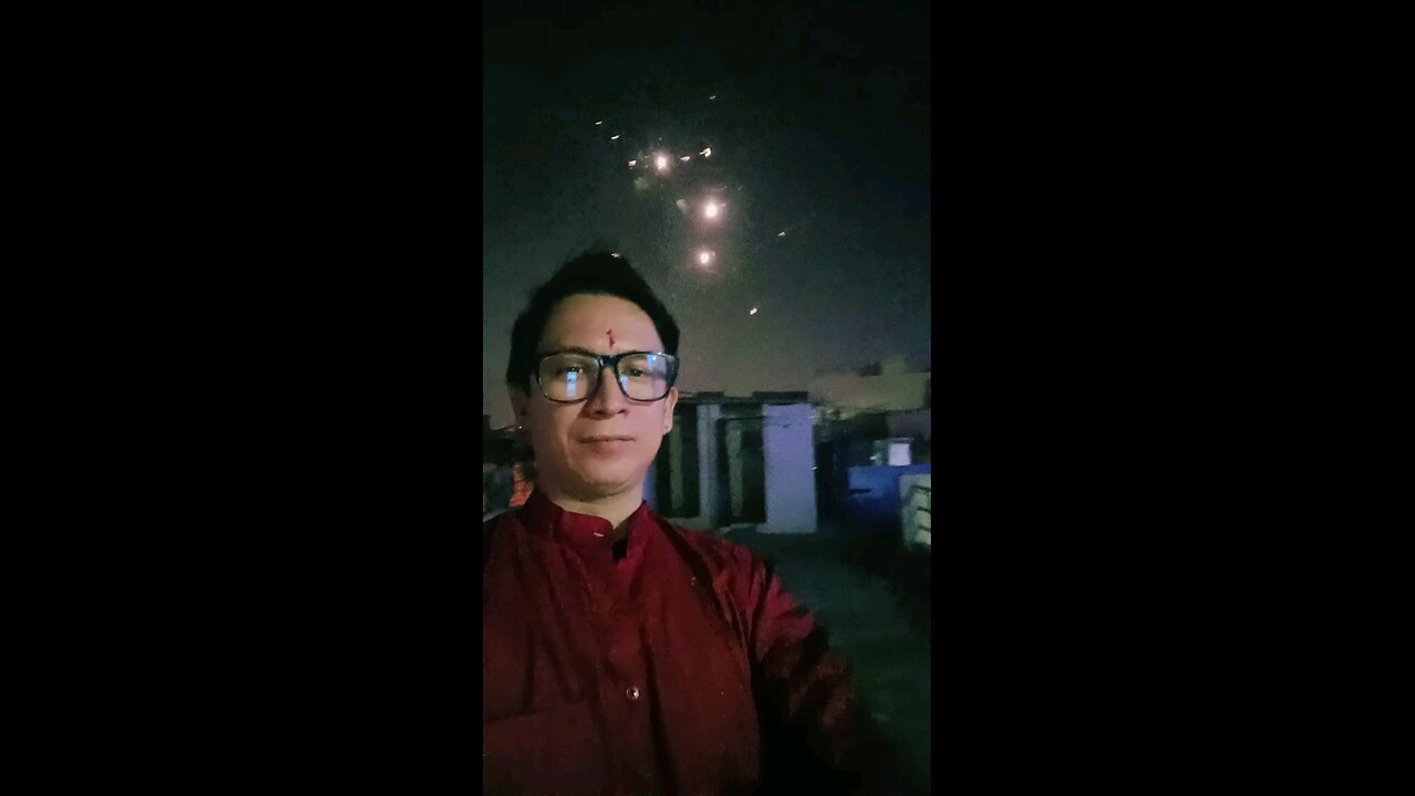 Enjoying Diwali crackers show