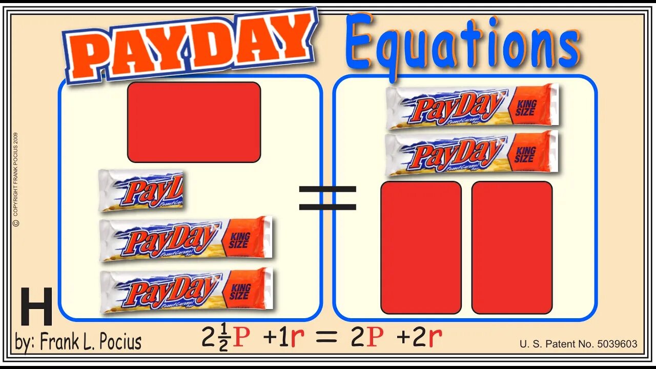 VISUAL PAYDAY 2.5P+1r=2P+2r EQUATION _ SOLVING BASIC EQUATIONS _ SOLVING BASIC WORD PROBLEMS