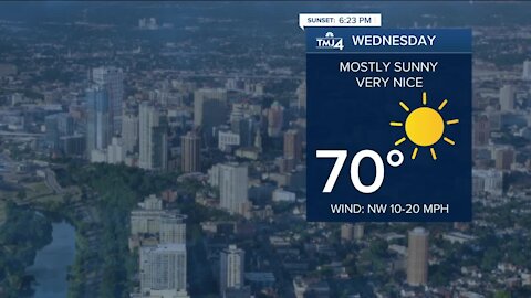 Comfortable evening ahead, warmer temperatures continue Wednesday