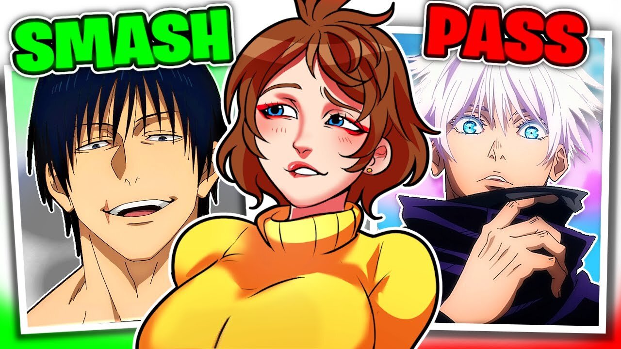 Girl doing smash or pass with anime male characters