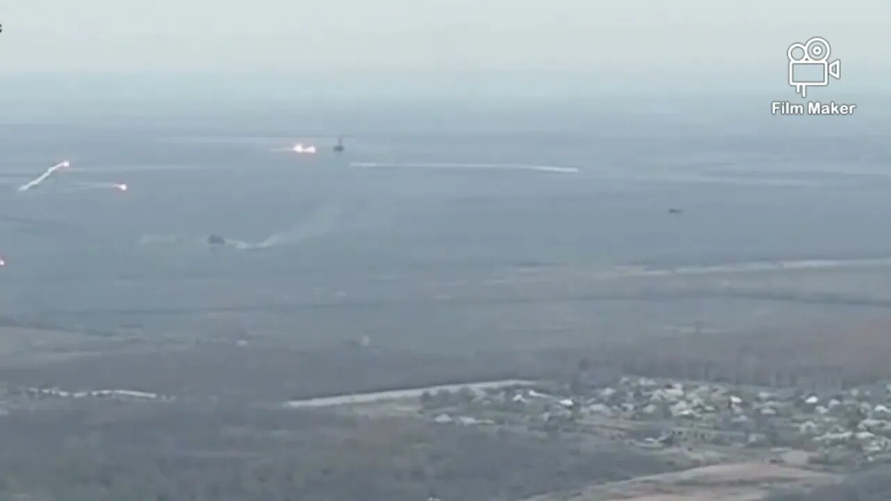 Russian Su-25s rocket attack run on Ukrainian position in Marynka