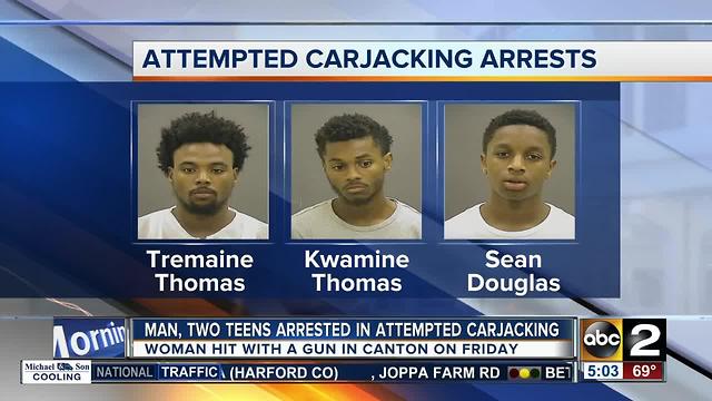 Police arrested three suspects, two of them teens, in a violent attempted carjacking in Canton