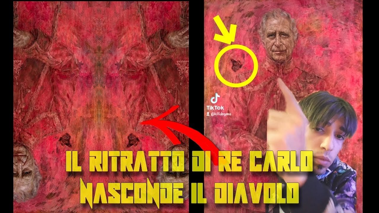 Il ritratto di RE CARLO III nasconde occultamente l'immagine del DEMONIO il dipinto è stato presentato da Re Carlo III il 14 maggio 2024,l'analisi dettagliata del dipinto occulto e dei vari simboli massonici e satanici utilizzati
