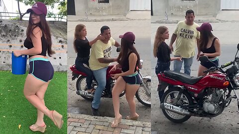 Girl washes motorcycle and Girlfriend reacts badly 😱👇