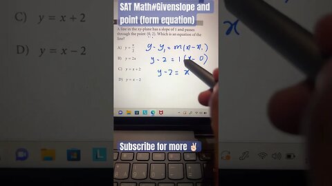 Finding equation of line when slope and point is given✍️💯 #satmath #youtubeshorts #mathtrick