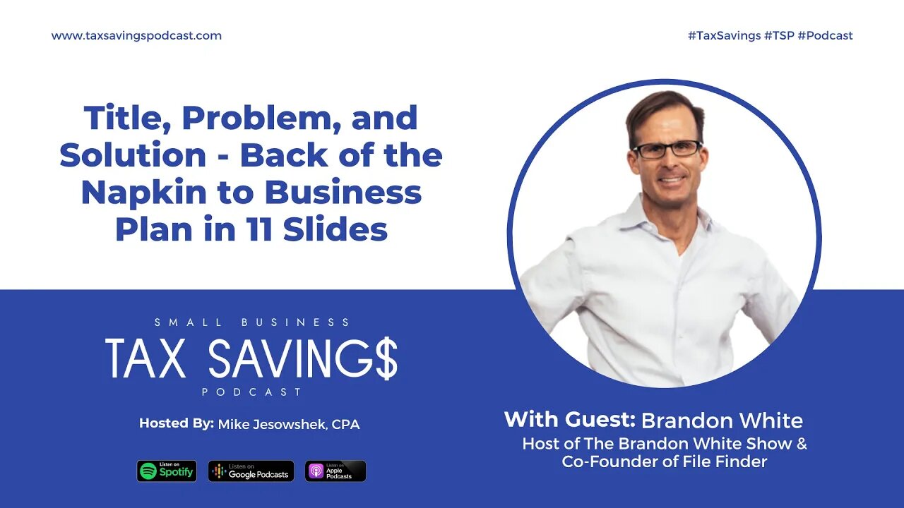 Title, Problem, and Solution - Back of the Napkin to Business Plan in 11 Slides w/ Brandon White