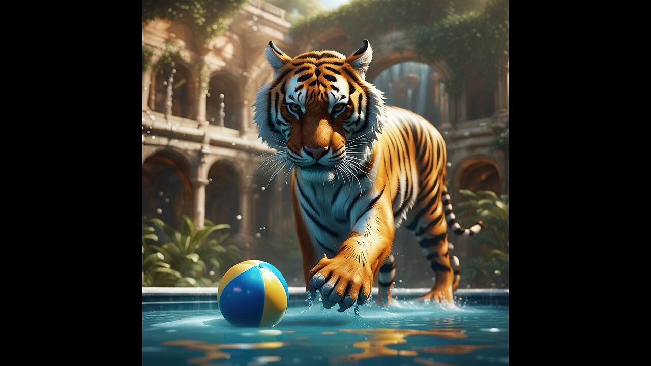 Watch This Tiger Have Fun With a Ball in the water