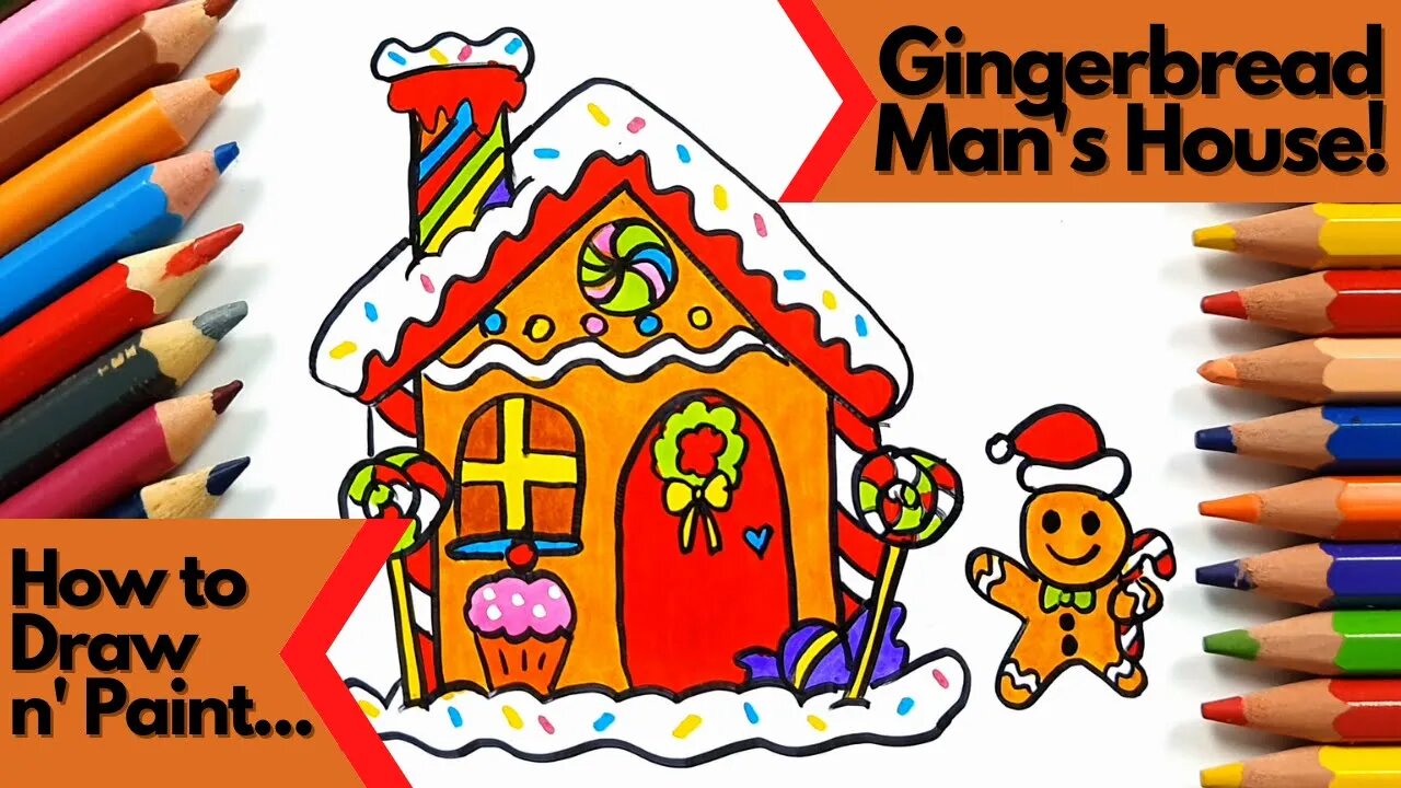 How to draw and paint GingerBread Man's House Christmas Special