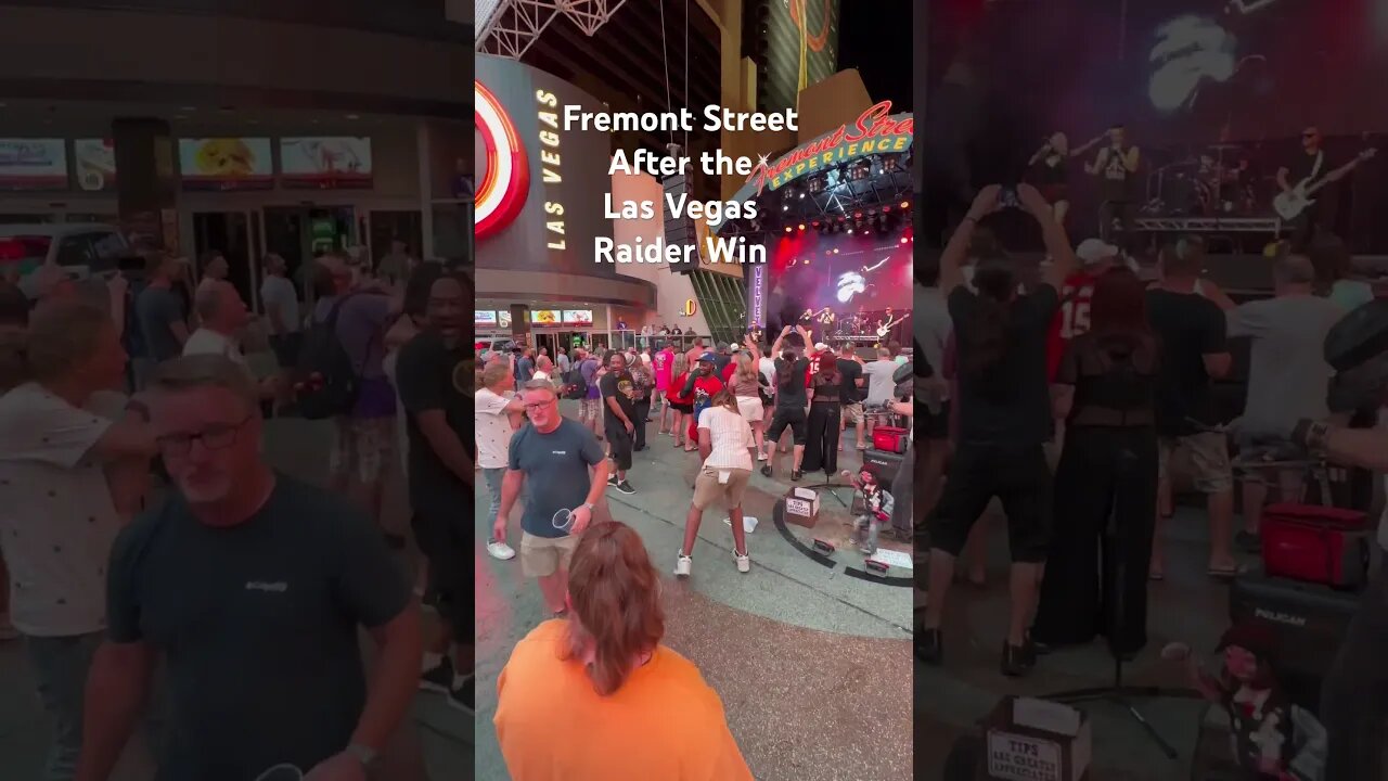 Celebrating on Fremont Street after the Raiders victory football party Earth, wind, and fire ￼￼