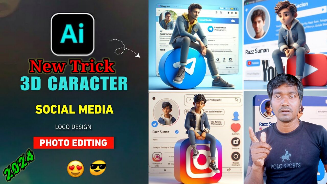 ai social media. 3d logo Kaise Banaye