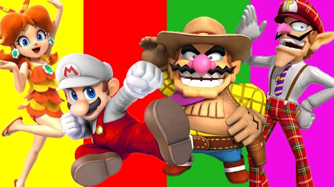 Mario Party Superstars - Swimsuit Daisy vs Fire Mario vs Bus Driver Waluigi vs Cowboy Wario