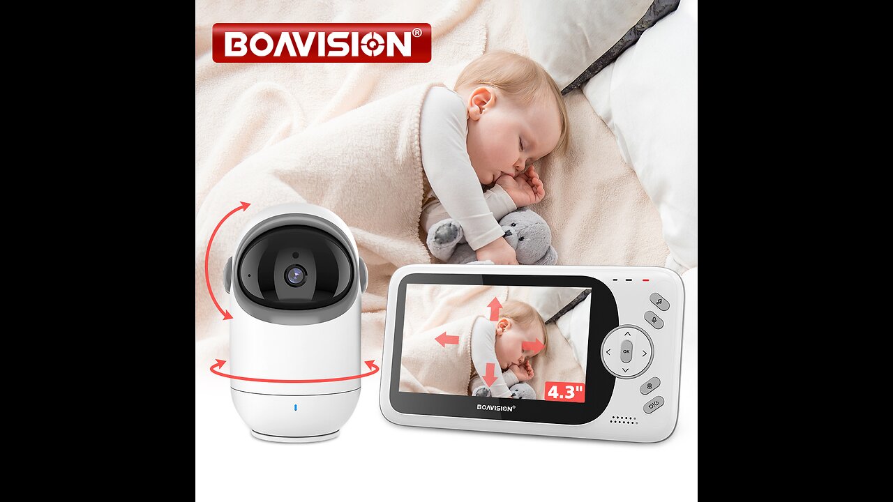 4.3 Inch Video Screen Baby Monitor With Pan Tilt Camera