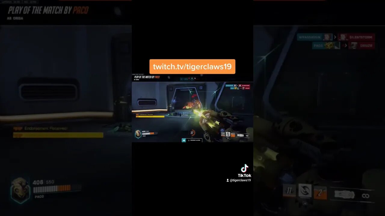 #POTG with #Orisa by @Paco on Overwatch 2.