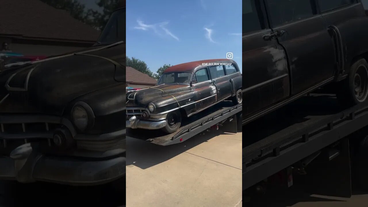New victim has arrived. Laura got her a #hearse a #1950caddilachearse follow along for a full build
