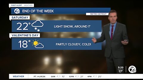 Metro Detroit Forecast: Light weekend snow; cold Valentine's Day