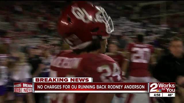 No charges to be filed against Rodney Anderson in sexual assault investigation