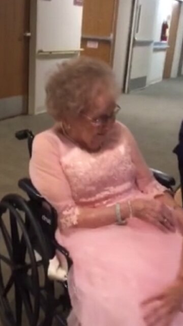 Elderly Man's Face Lights Up When He Sees His Wife In Wedding Dress